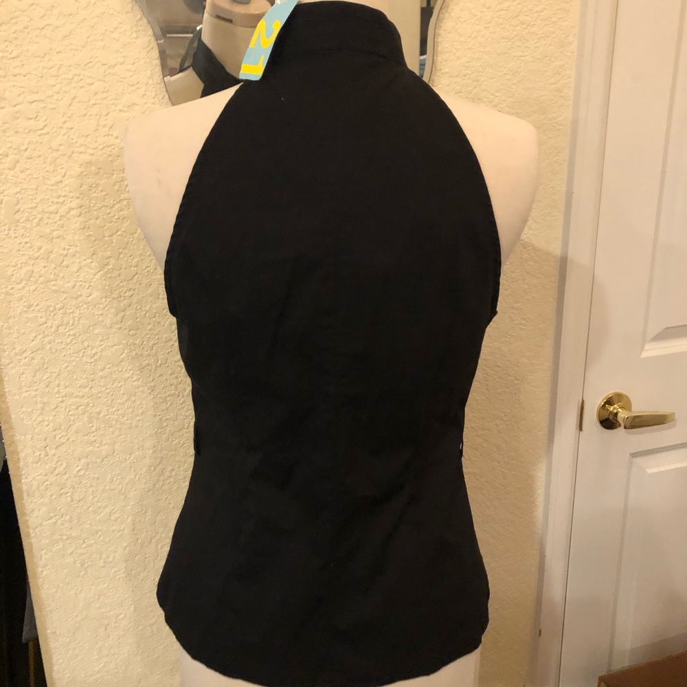 Nwt forever 21 black ruffled blouse sleeveless l - Picture 3 of 7